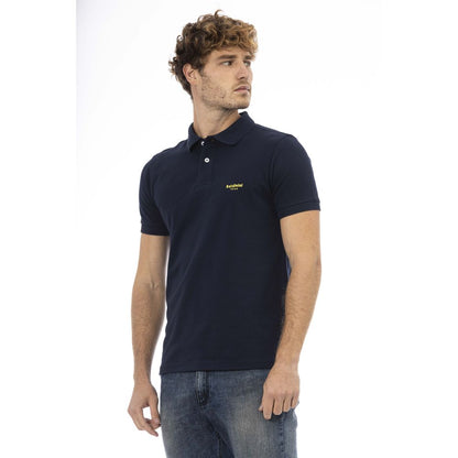 Blue Cotton Men Polo