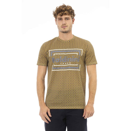 Elegante camiseta de algodón gris con estampado frontal