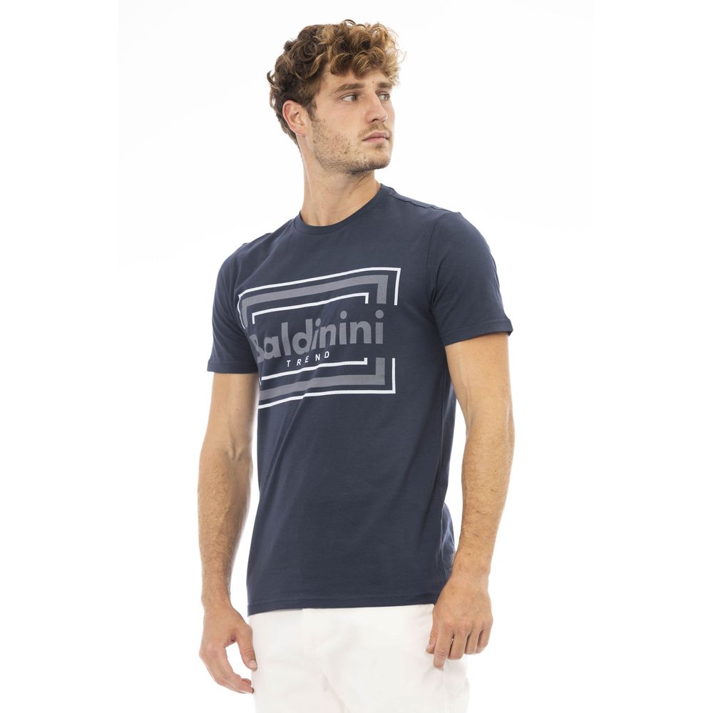 Blue Cotton Men T-Shirt