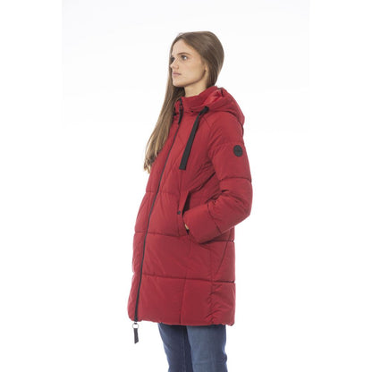 Elegante chaqueta larga roja para mujer