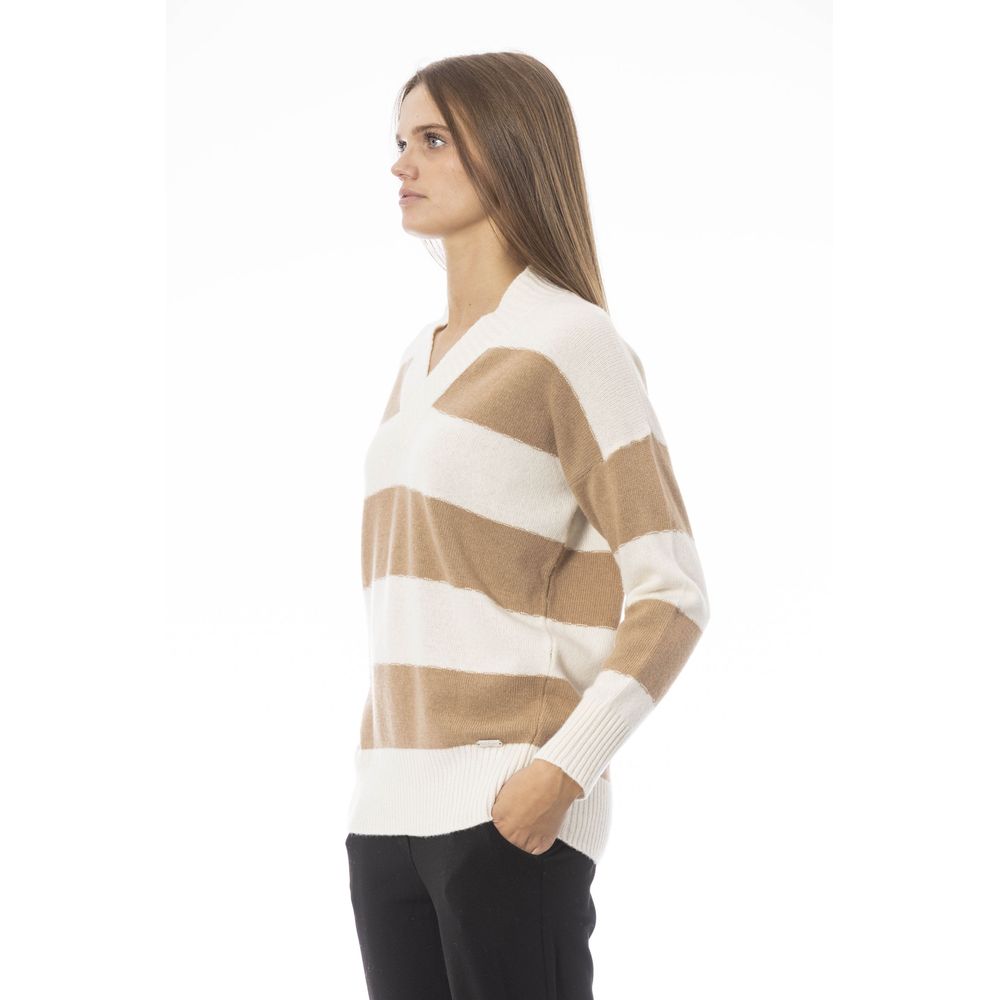 Beige Wool Women Sweater