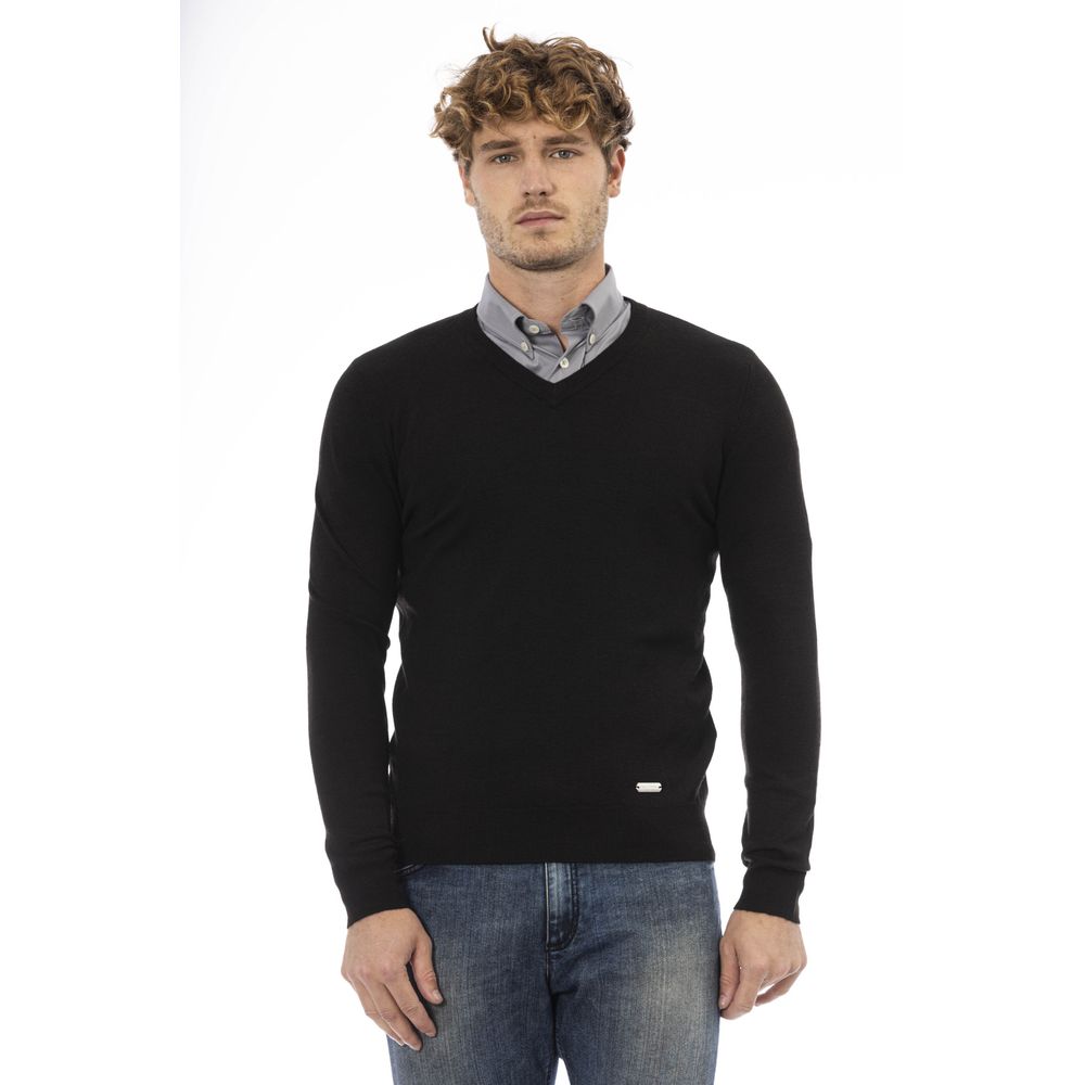 Black Wool Men Sweater