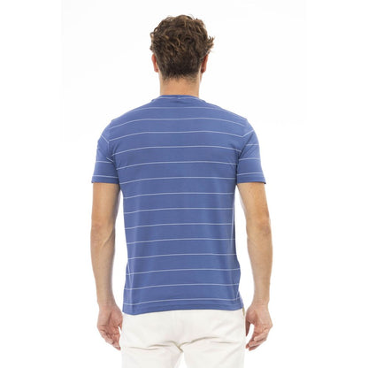 Elegant blauw katoenen T-shirt met exclusieve print