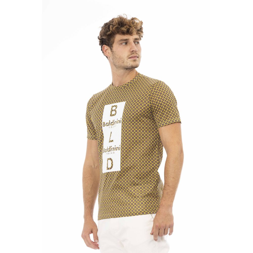 Elegante camiseta de algodón gris con elegante estampado frontal