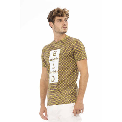 Elegante camiseta de algodón gris con elegante estampado frontal