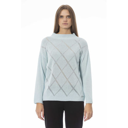 Jersey Elegante Cuello Volcán Celeste