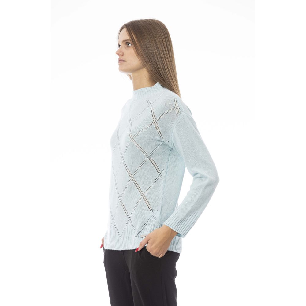 Jersey Elegante Cuello Volcán Celeste