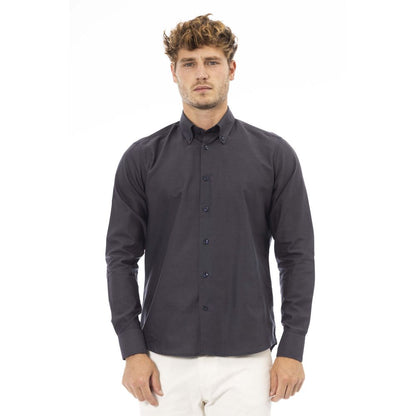 Chique grijs katoenmix button-down overhemd