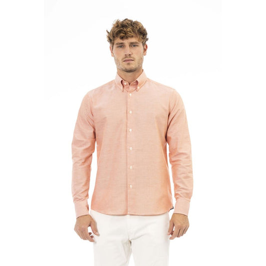 Camisa elegante de mezcla de algodón naranja