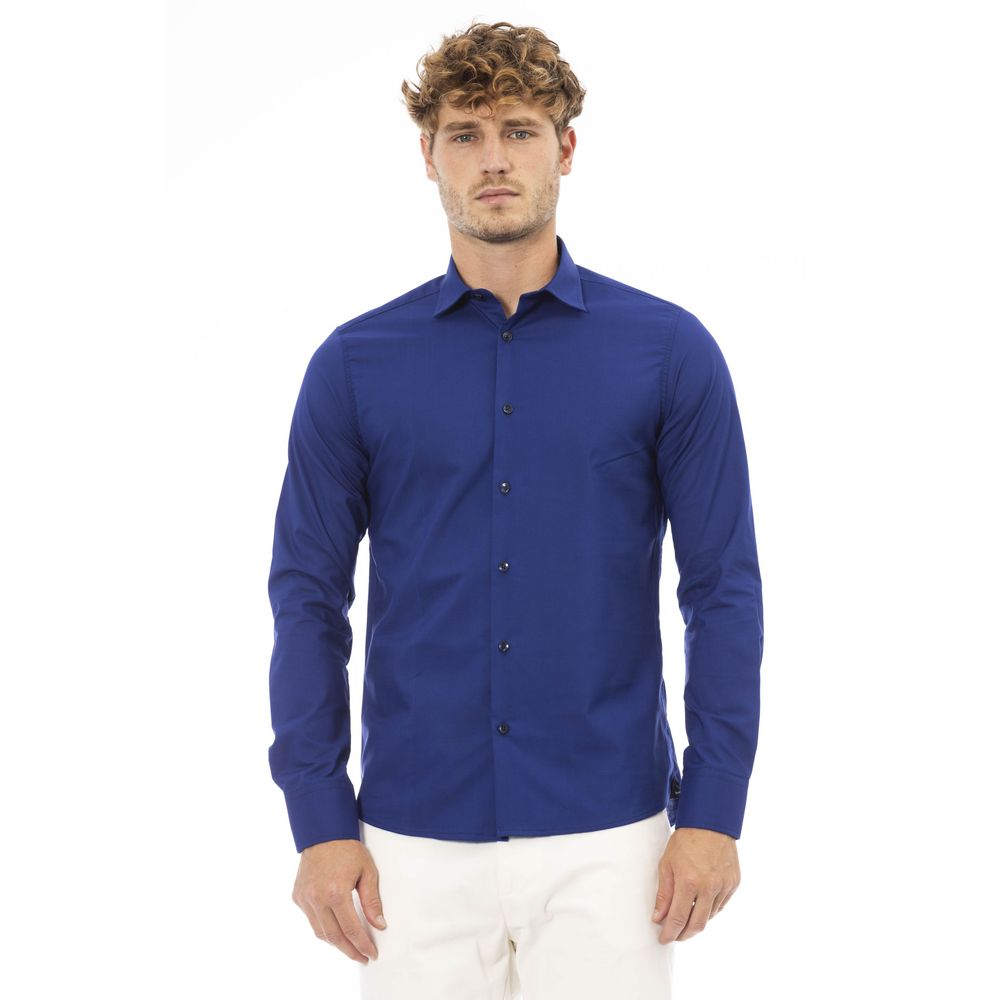 Camisa Italiana Elegante Azul Regular Fit