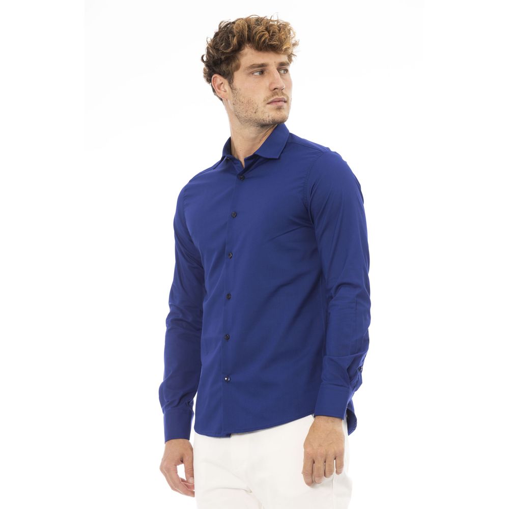 Camisa Italiana Elegante Azul Regular Fit