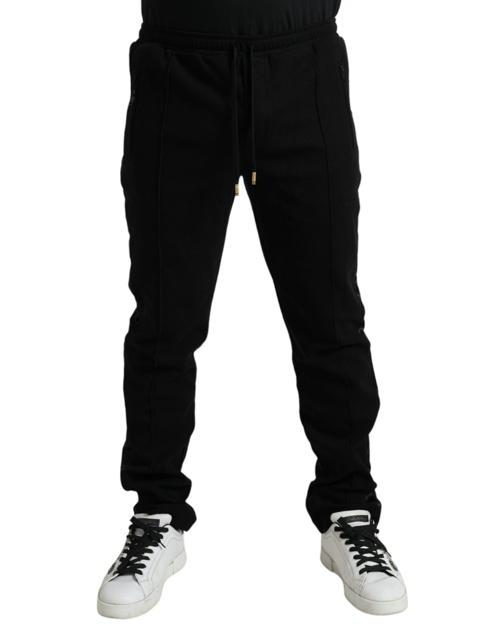 Elegantes pantalones jogger negros de mezcla de algodón