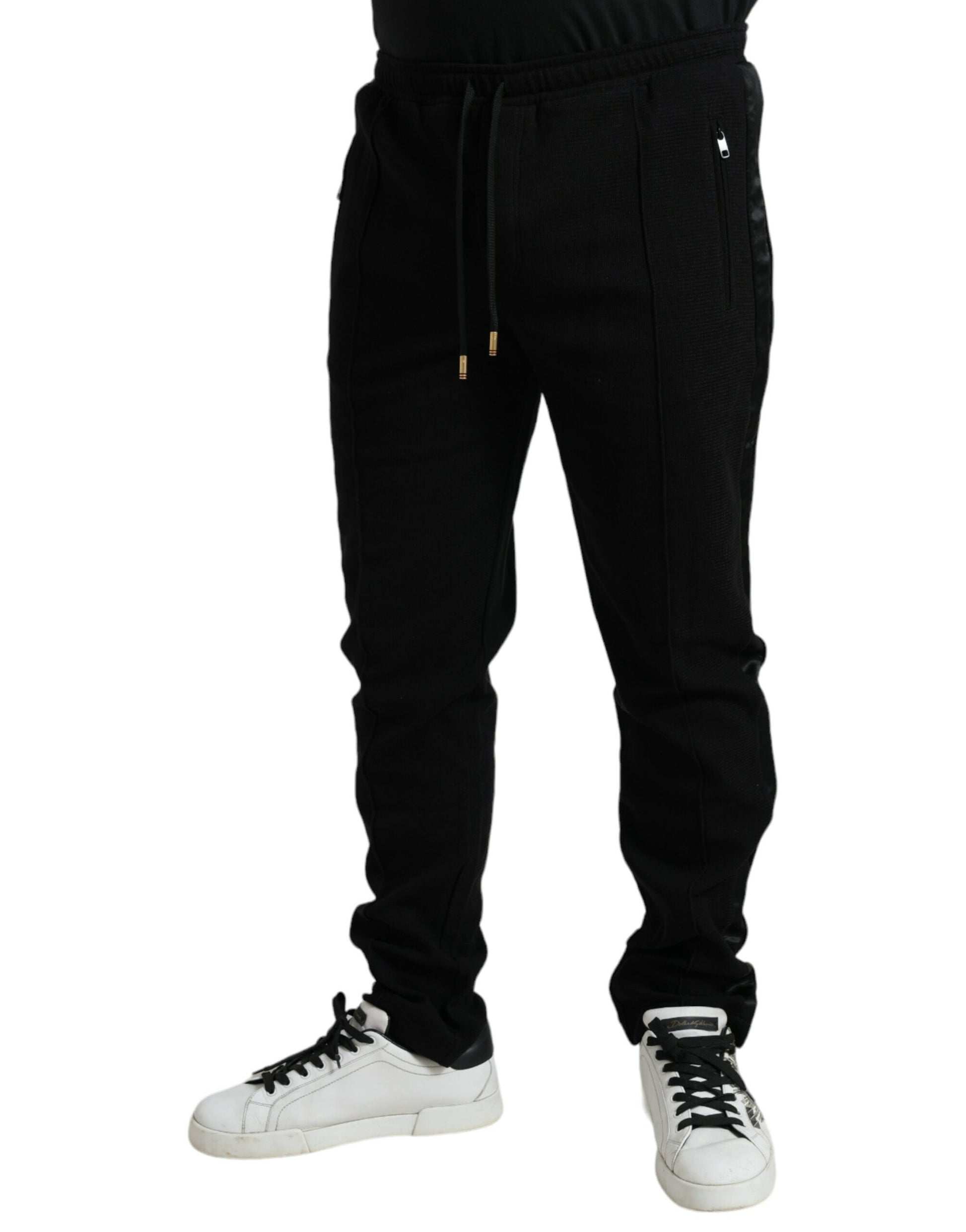 Elegantes pantalones jogger negros de mezcla de algodón