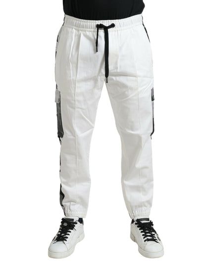 Elegantes pantalones jogger blancos de mezcla de algodón