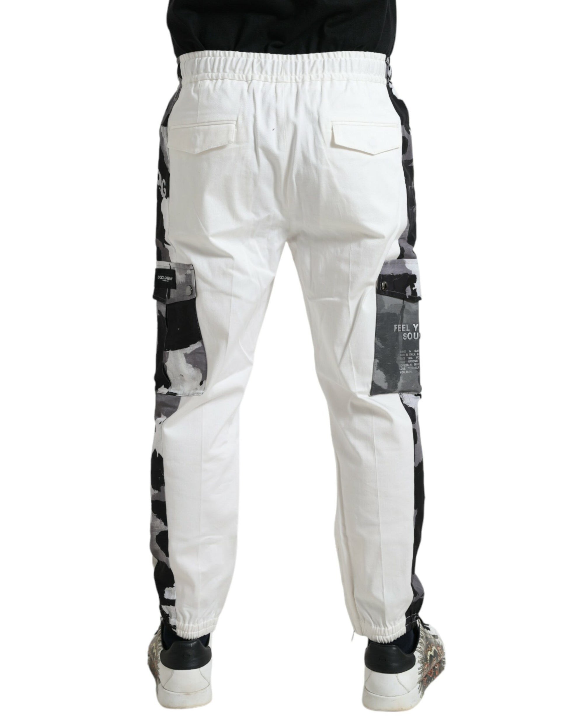 Elegantes pantalones jogger blancos de mezcla de algodón