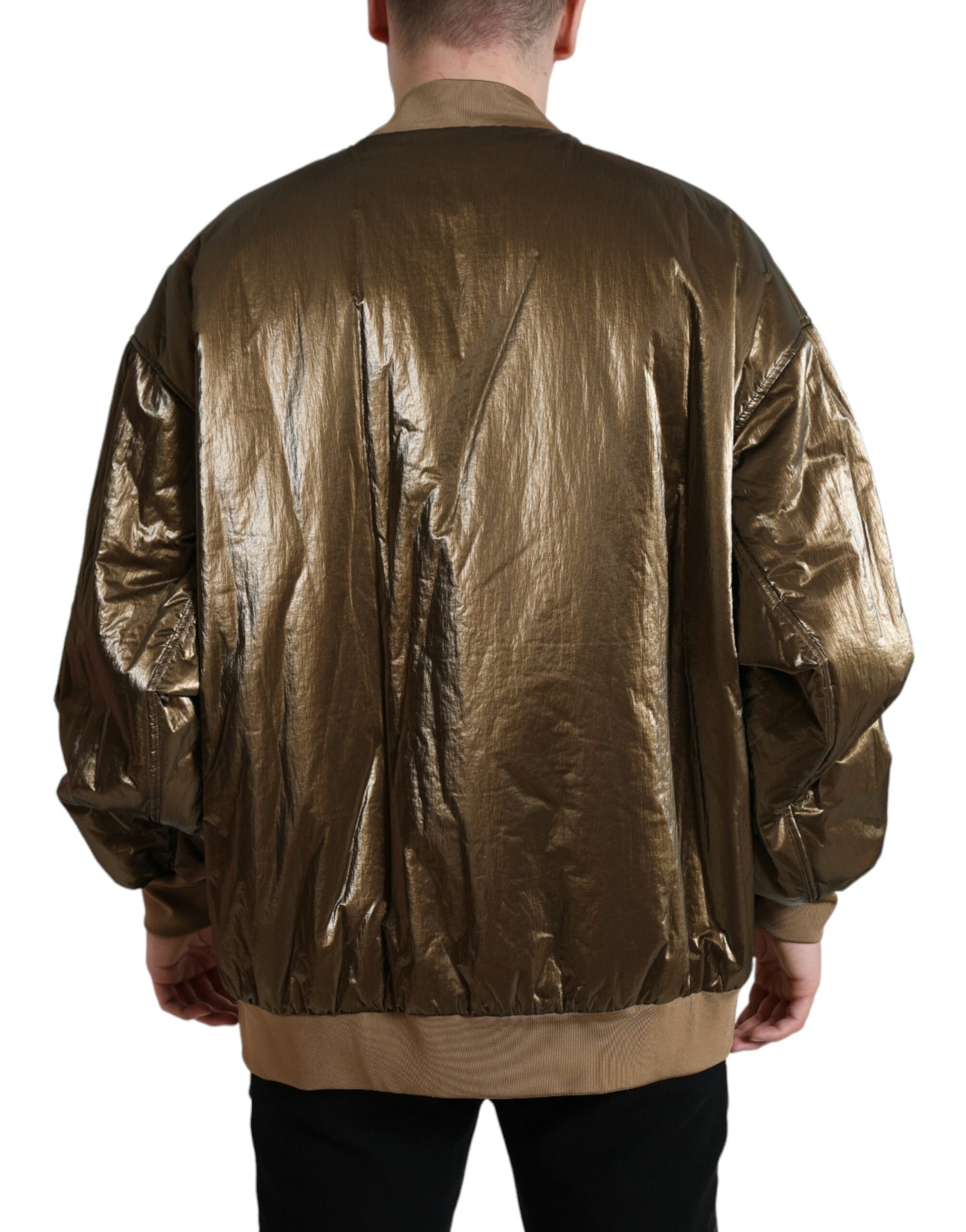 Elegante chaqueta bomber de bronce