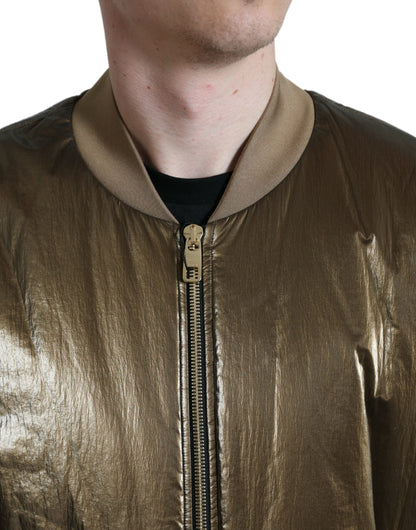 Elegante chaqueta bomber de bronce