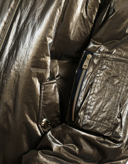 Elegante chaqueta bomber de bronce