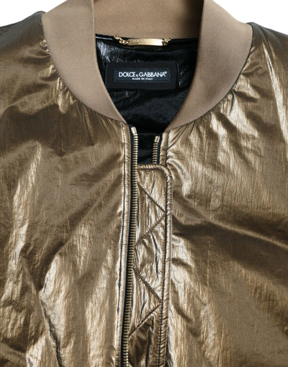 Elegante chaqueta bomber de bronce