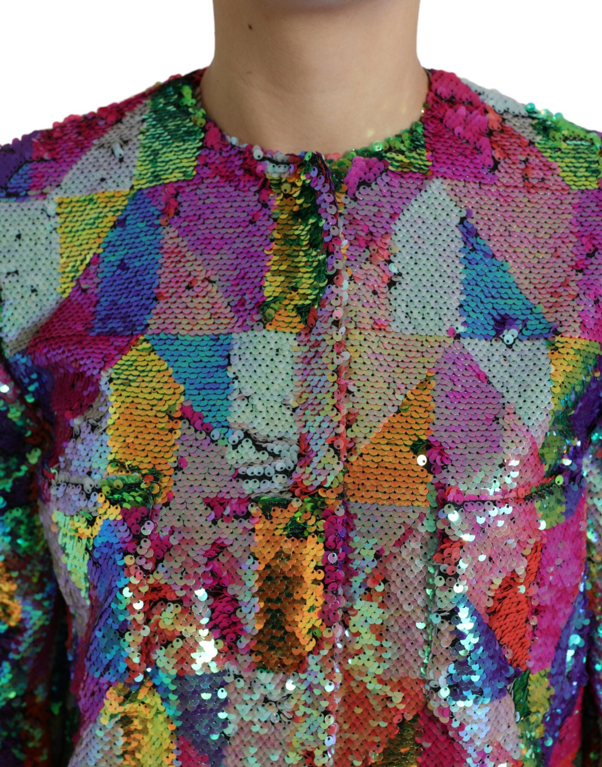 Chaqueta larga de lentejuelas multicolor