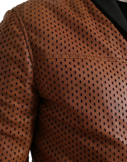 Chaqueta bomber perforada de cuero elegante