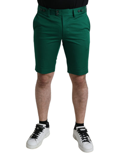 Bermudas elegantes de algodón verde intenso