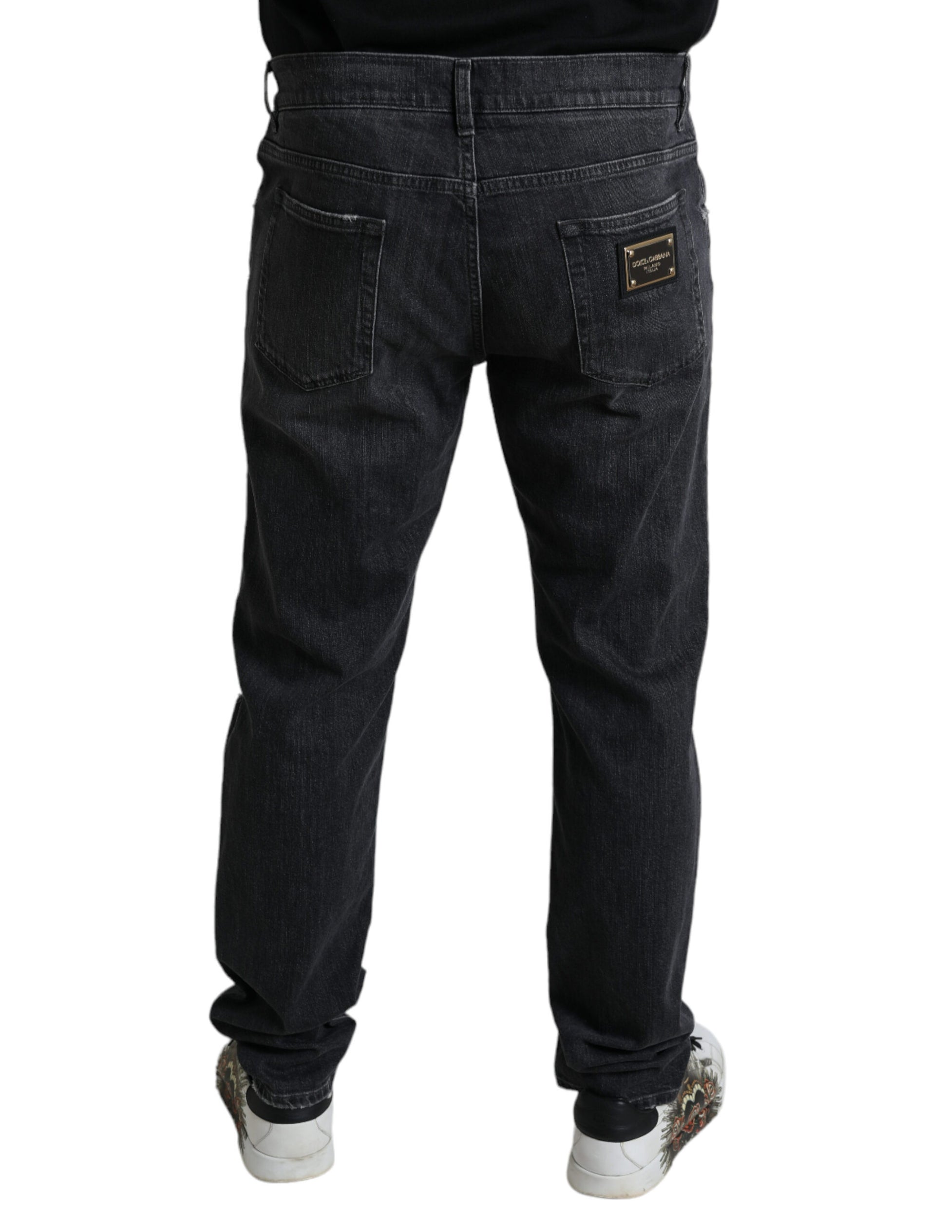 Grijze gescheurde katoenen slanke skinny denimjeans