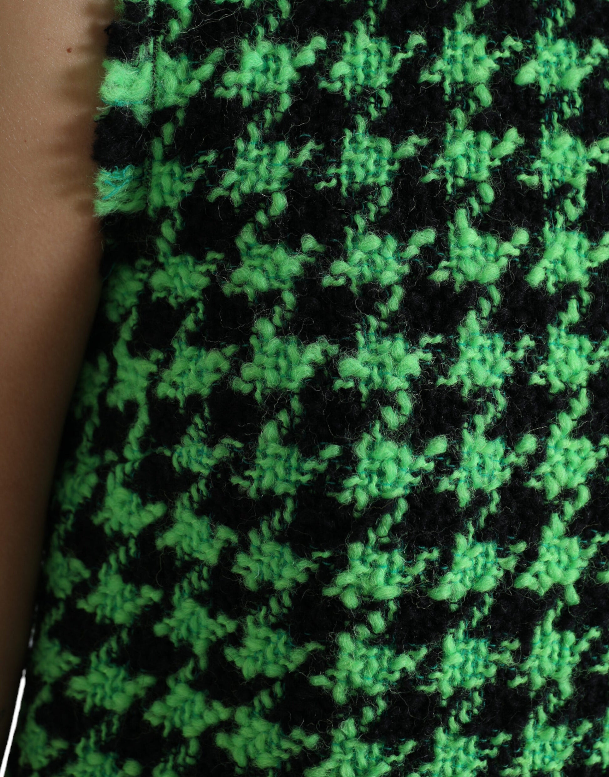 Groene mouwloze Aline mini-jurk met pied-de-poule-motief