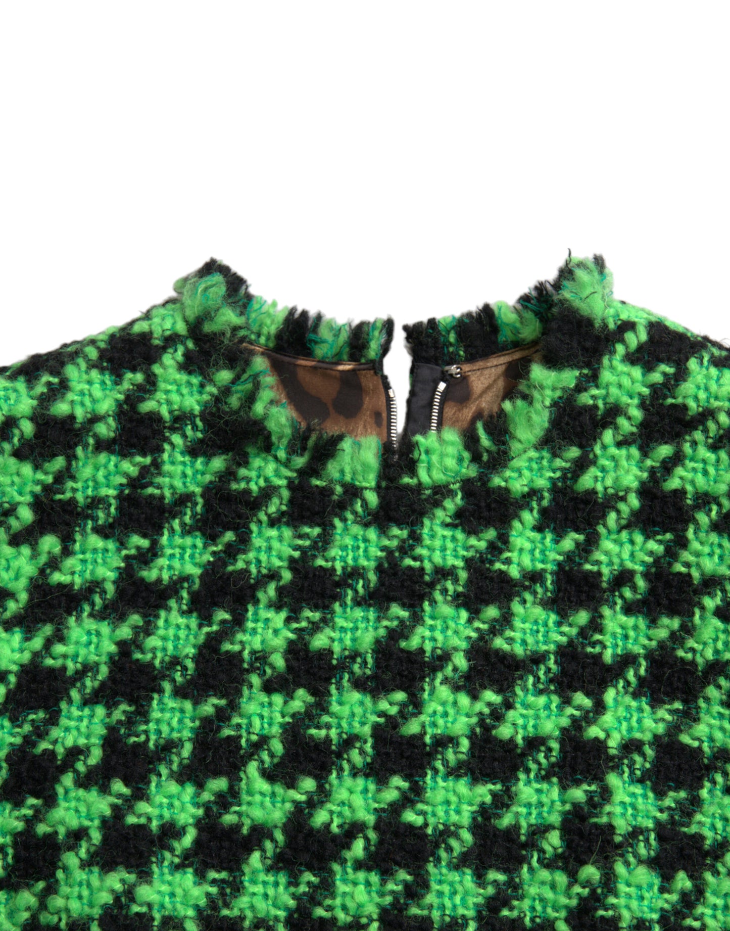 Groene mouwloze Aline mini-jurk met pied-de-poule-motief