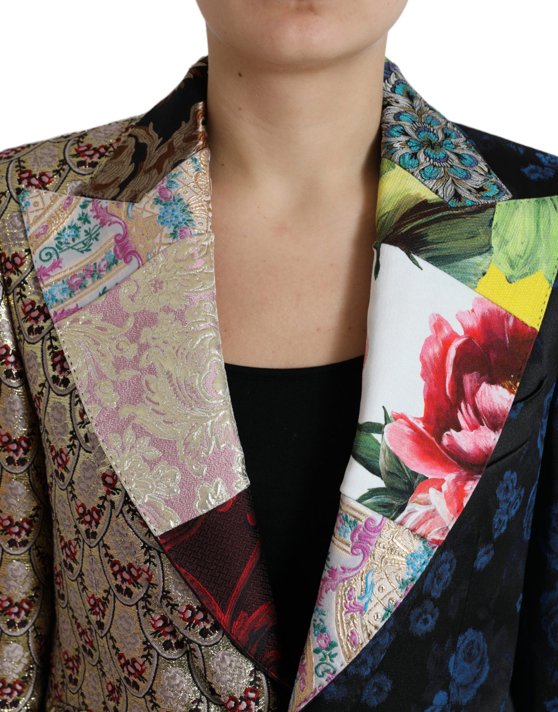 Elegante blazer de patchwork multicolor