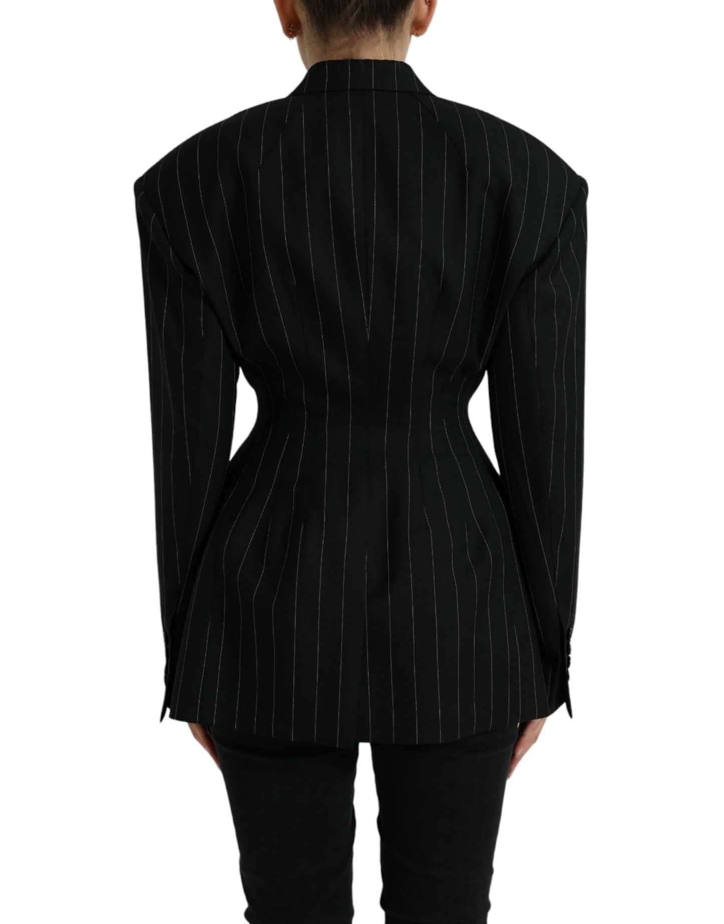 Elegant Striped Virgin Wool Blazer