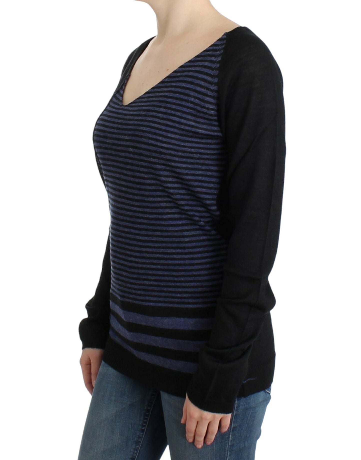 Striped V-Neck Luxury Sweater