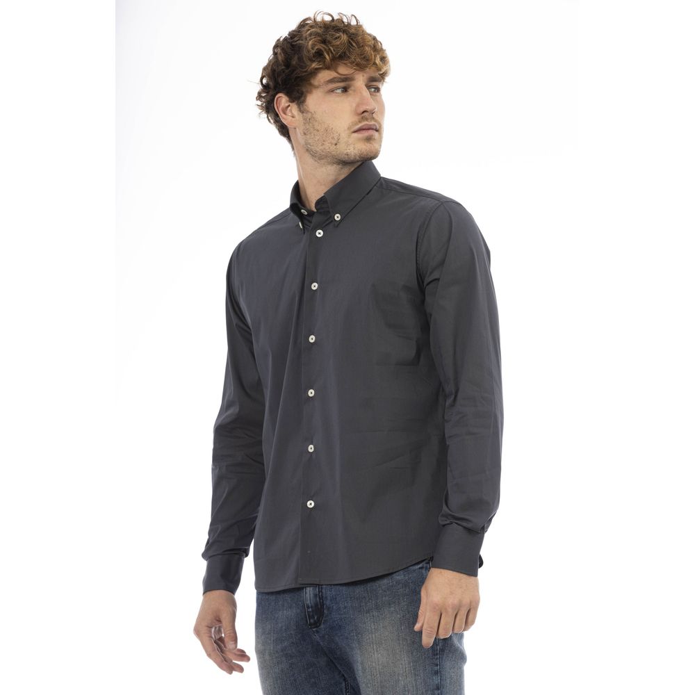 Camisa elegante de mezcla de algodón gris