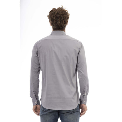 Camisa elegante de mezcla de algodón gris