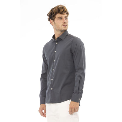 Camisa de hombre elegante gris con cuello italiano