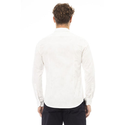 Camisa Blanca Elegante con Cuello Italiano para Hombre