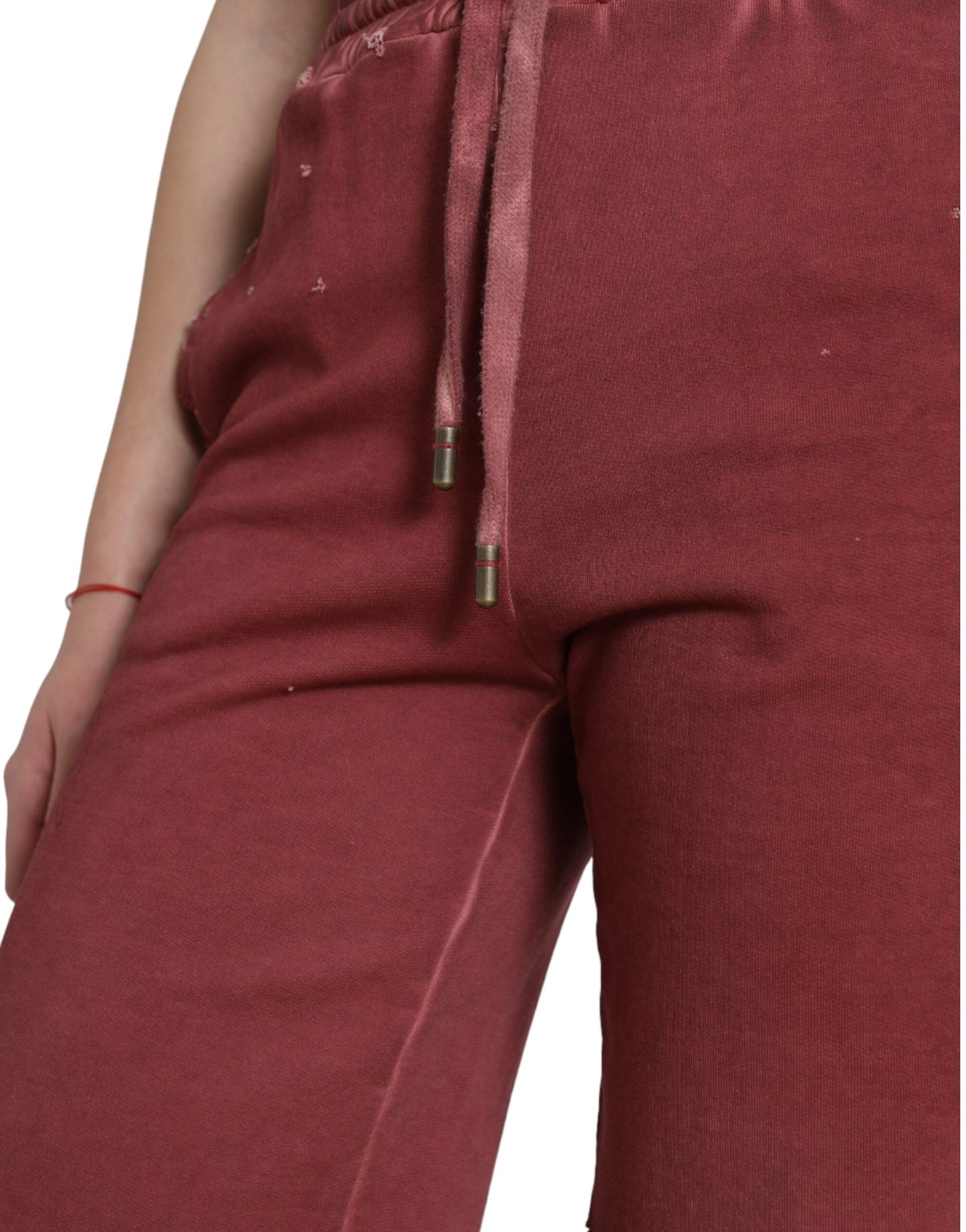 Chic Maroon High-Waist Designer Sweatshorts