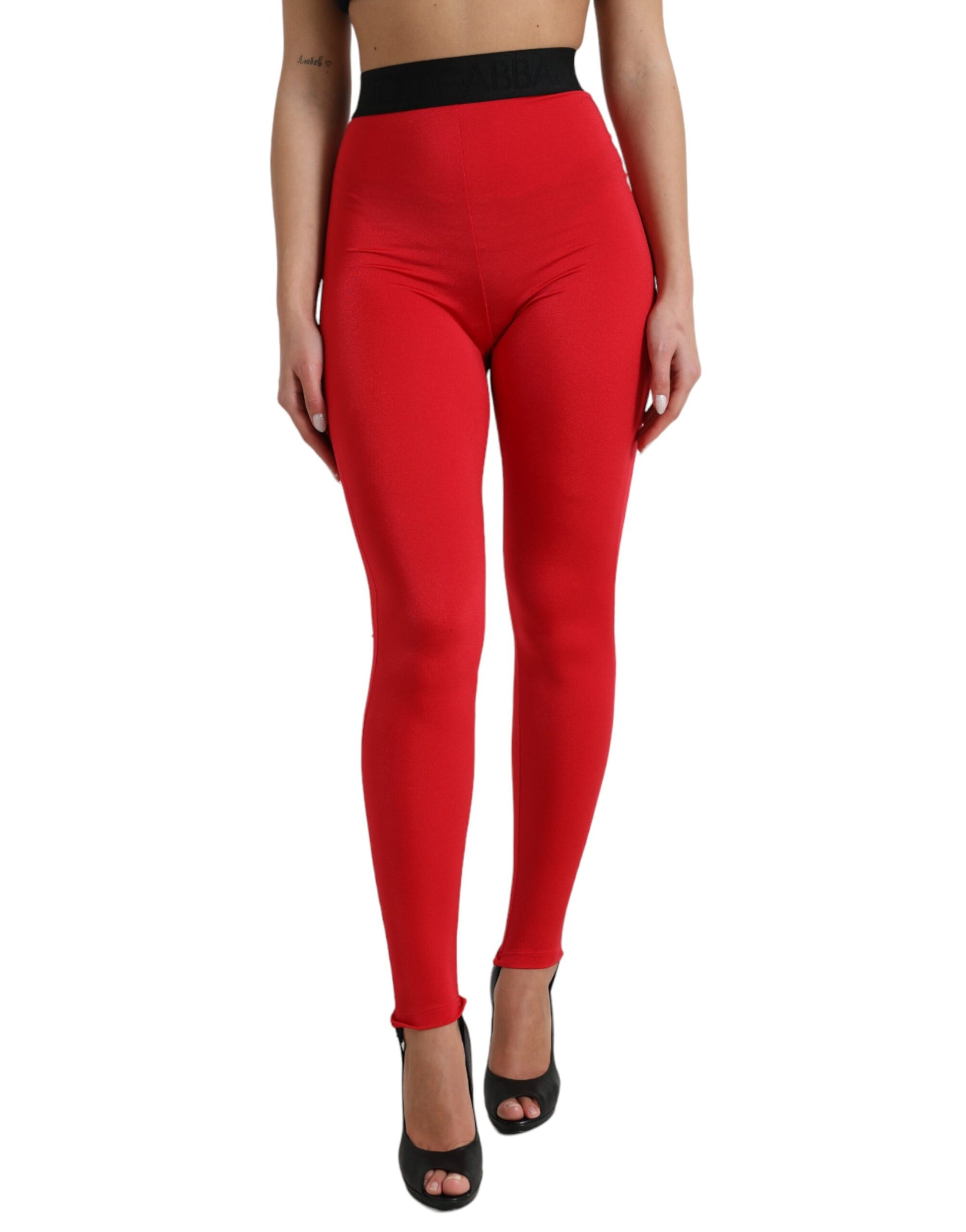 Leggings rojos elegantes de cintura alta