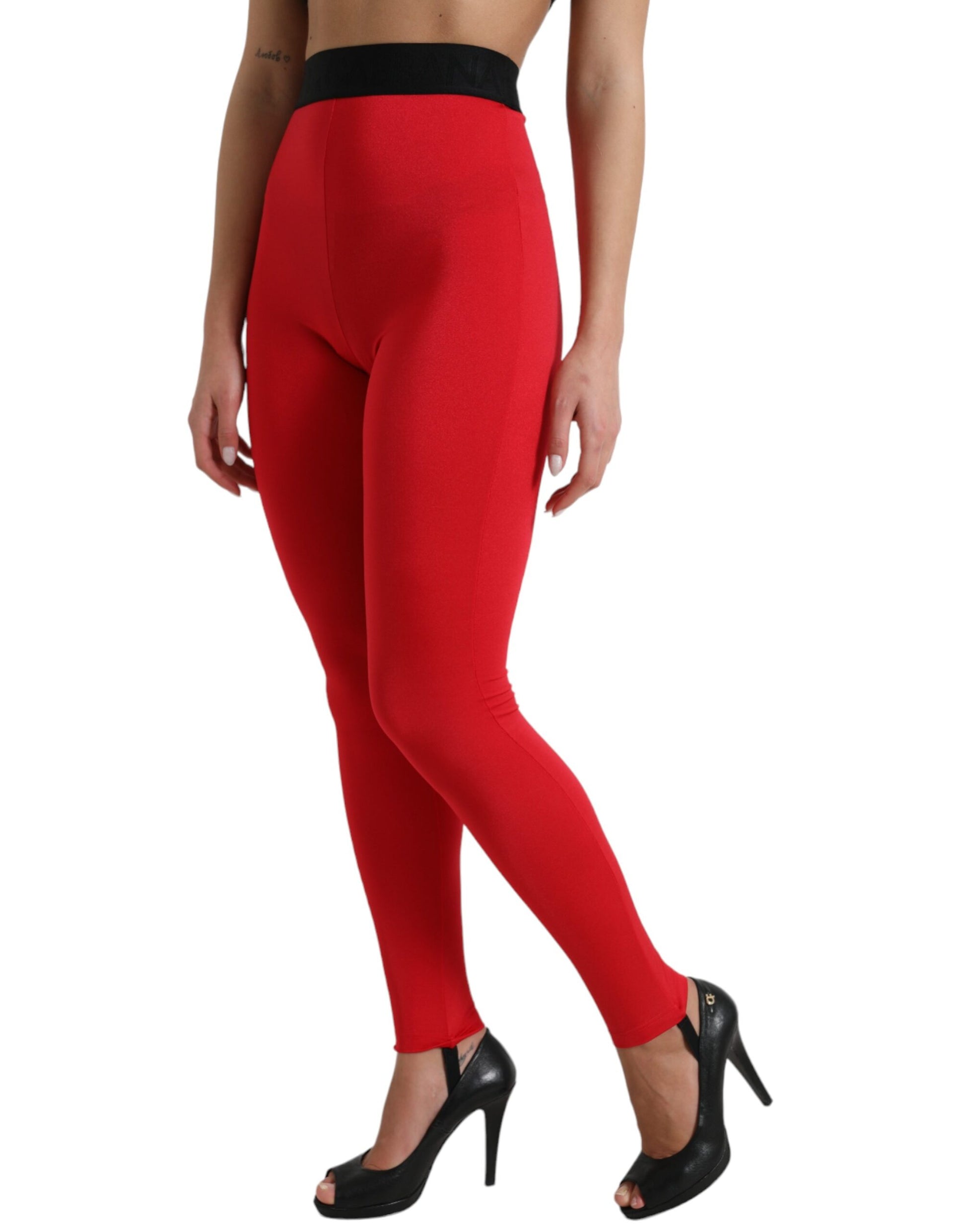 Leggings rojos elegantes de cintura alta