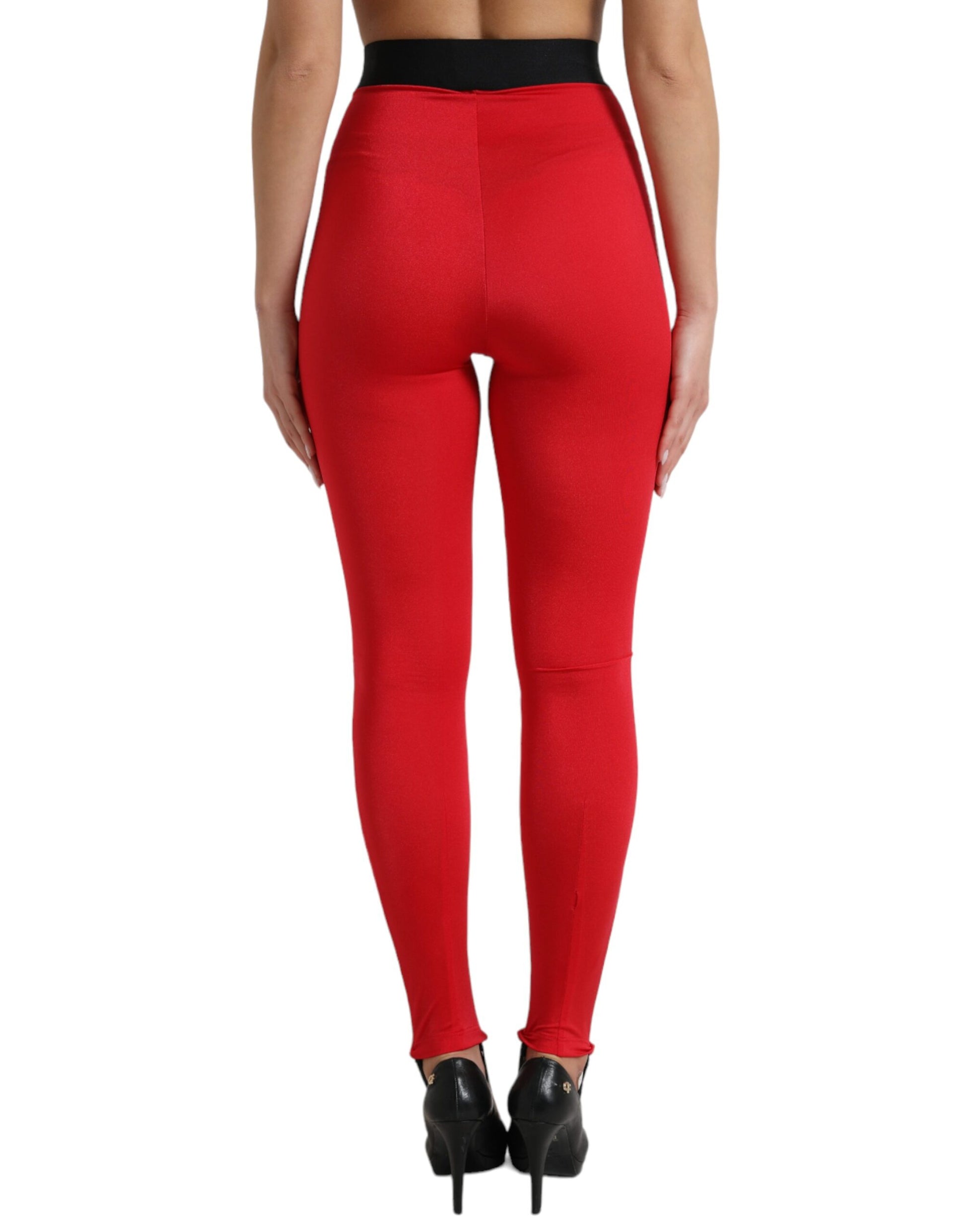 Rode nylon DG-logo slanke leggingbroek