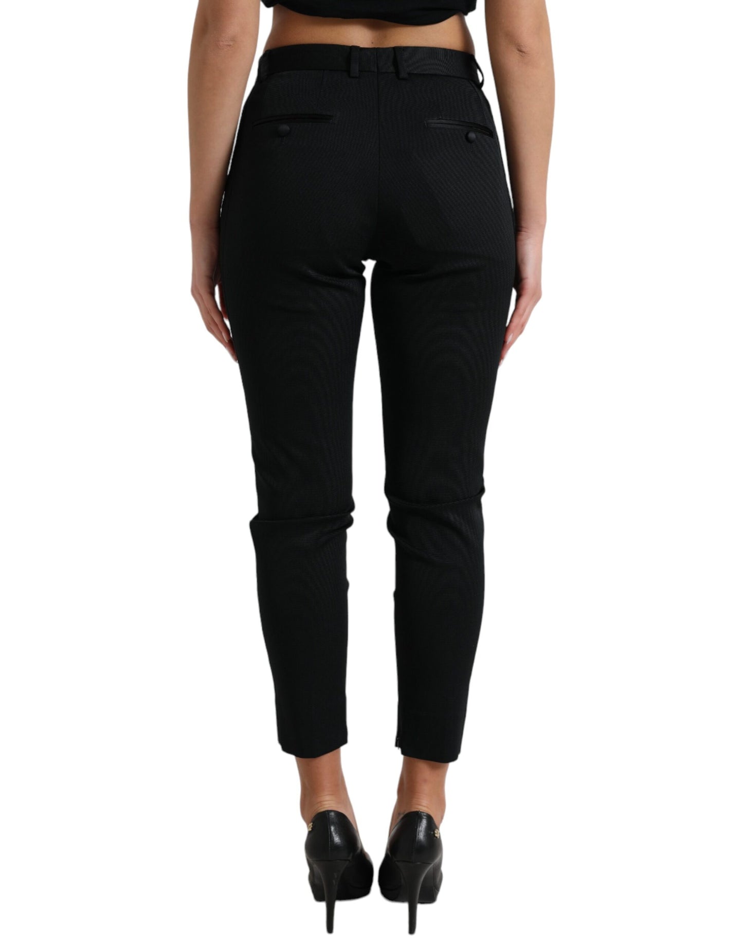 Zwarte skinny cropped broek met middelhoge taille