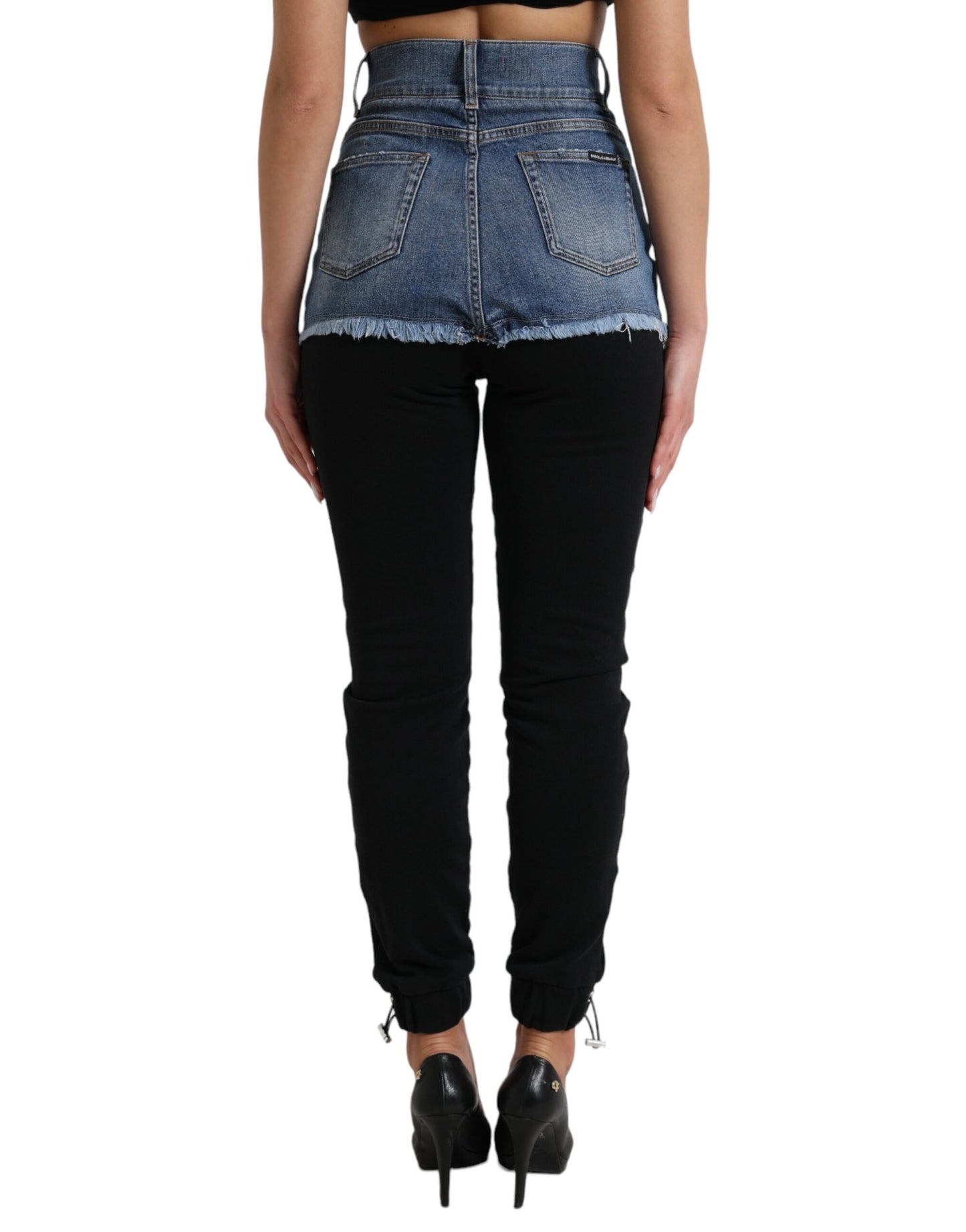 Zwart blauw katoen hoge taille PRETTY denim broek