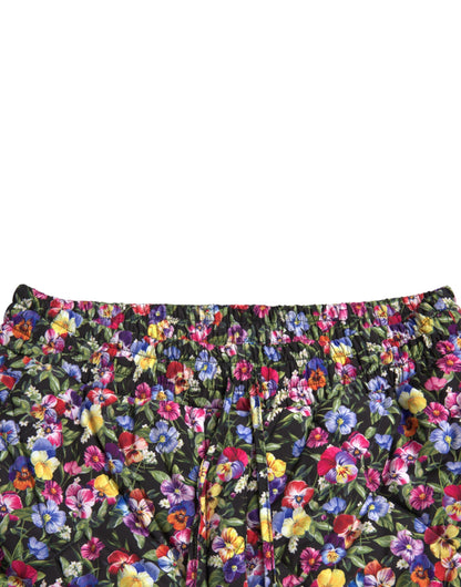 Shorts florales vibrantes de cintura alta