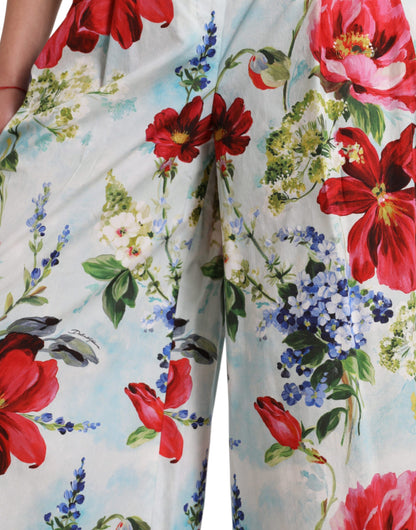 Pantalones anchos con cintura alta y estampado floral