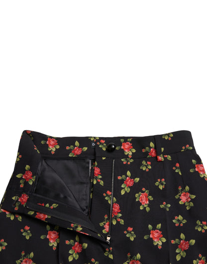 Pantalones cónicos florales elegantes de cintura alta