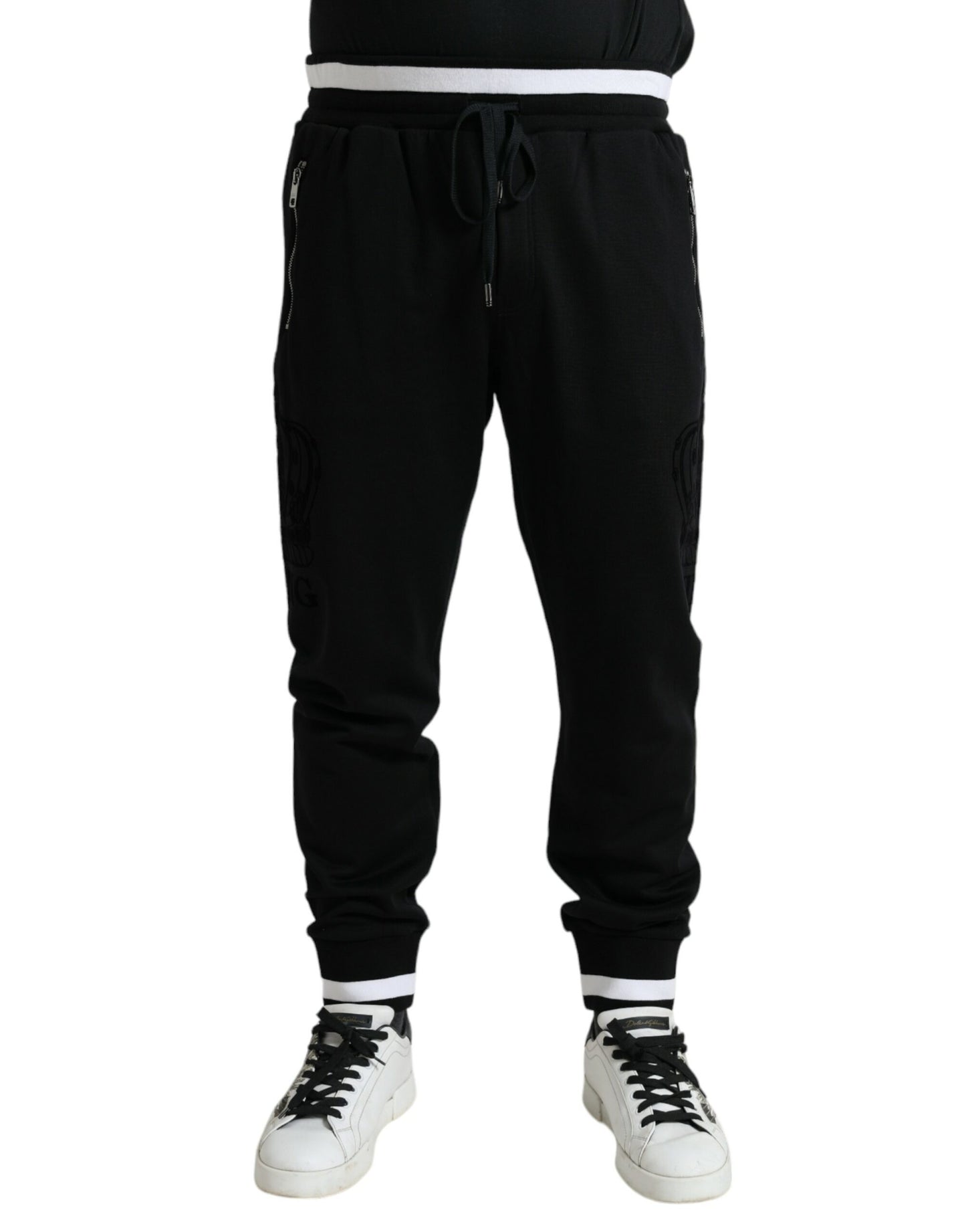 Joggers elegantes de algodón en blanco y negro