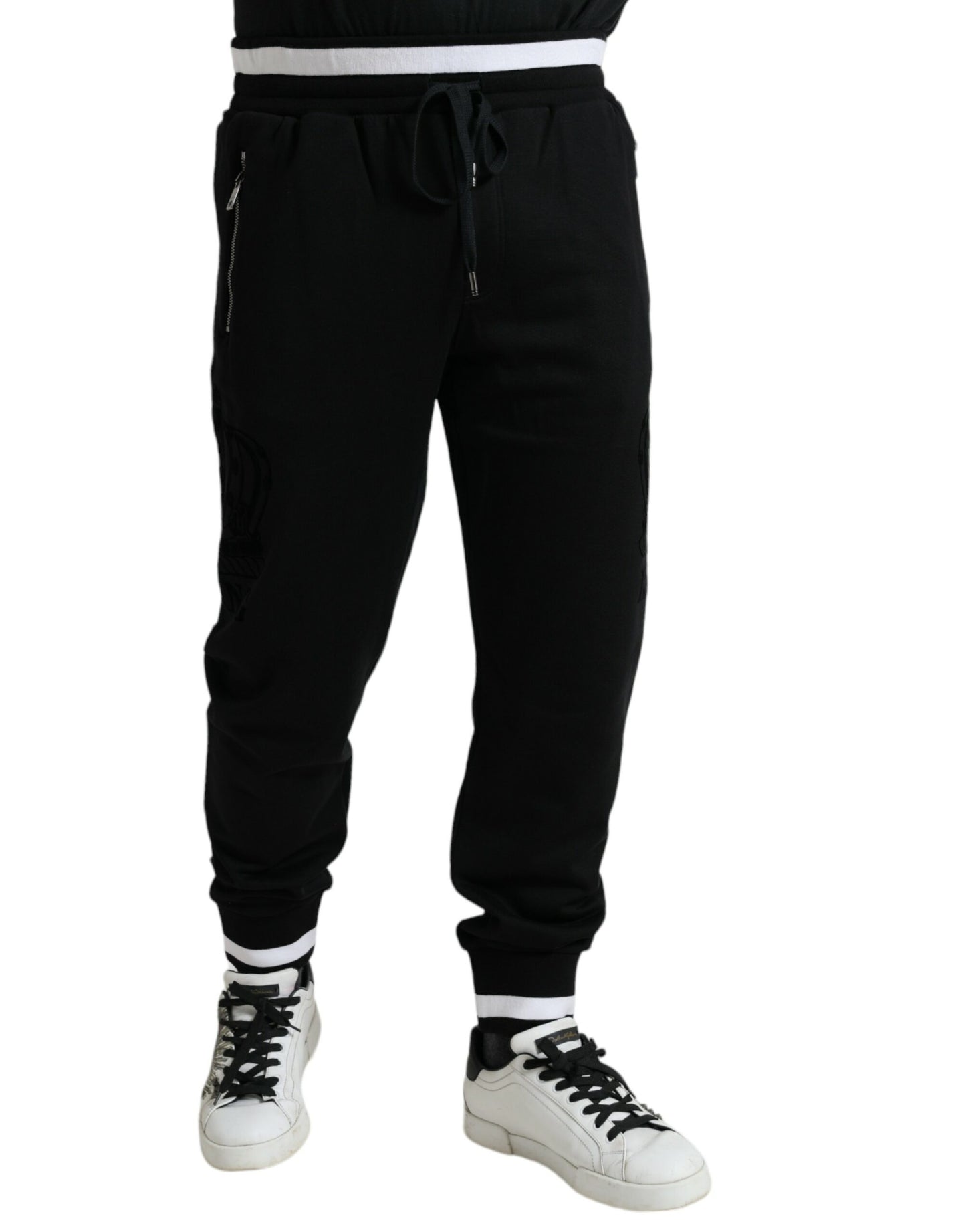 Joggers elegantes de algodón en blanco y negro