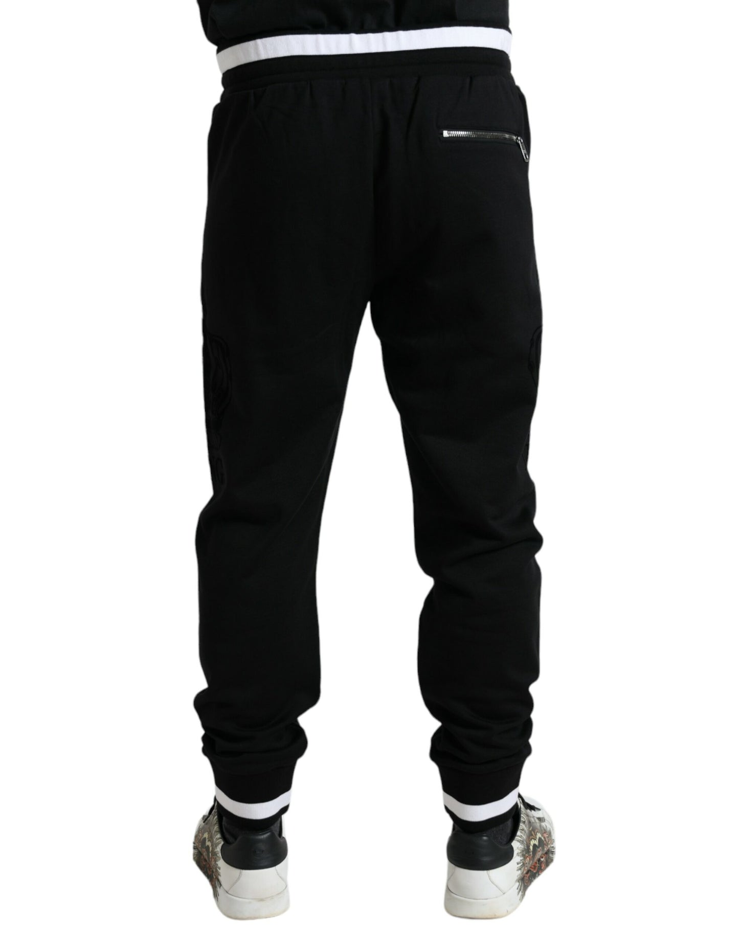 Joggers elegantes de algodón en blanco y negro