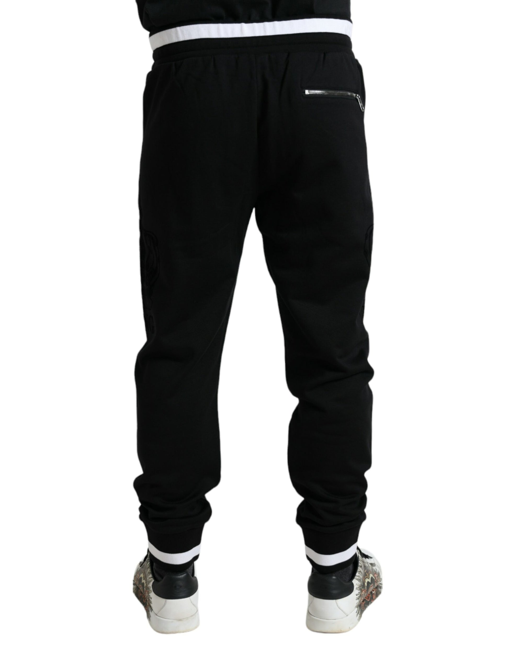 Joggingbroek van zwart katoen met logo. Joggingbroek