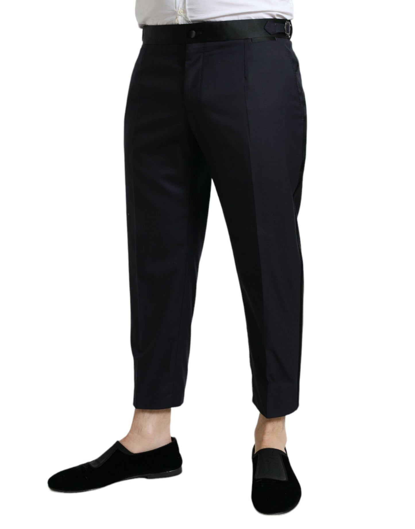 Elegant Wool-Silk Blend Cropped Dress Pants